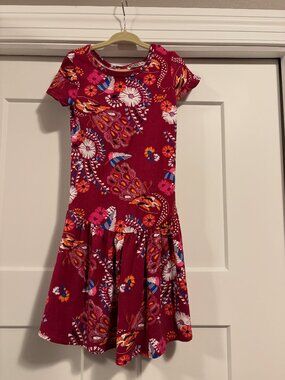 Girls Red Drop Waist Dress